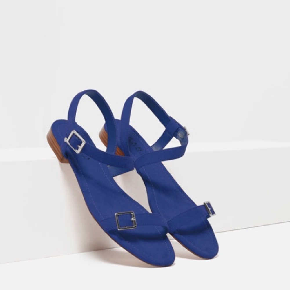 ZARA BLUE SUEDE SANDALS BRAND NEW WITH TAGS US 9 EUR 40